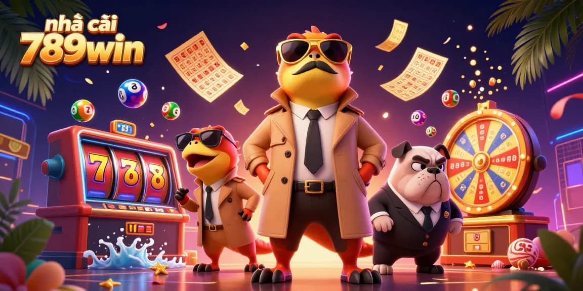 Experience the excitement of nhà cái 789win with three raptors in disguise entering a casino lounge.