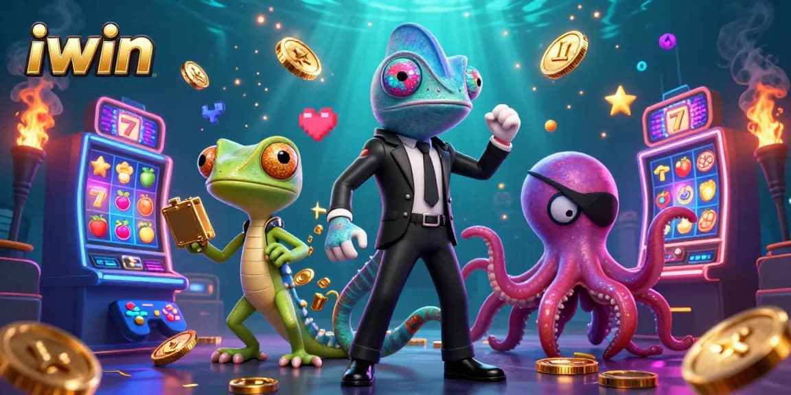 Spin slots at iwin with dynamic characters in a vibrant, engaging casino scene.