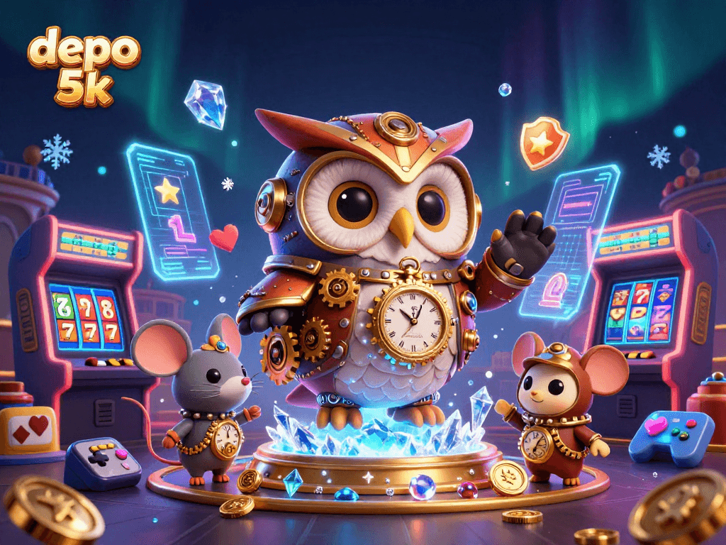 Spin the reels and win with depo 5k: an energetic casino experience illustrated.