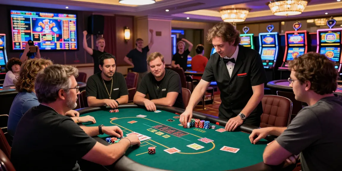 Experience the thrill of situs gacor in a vibrant casino atmosphere with players engaged in poker.