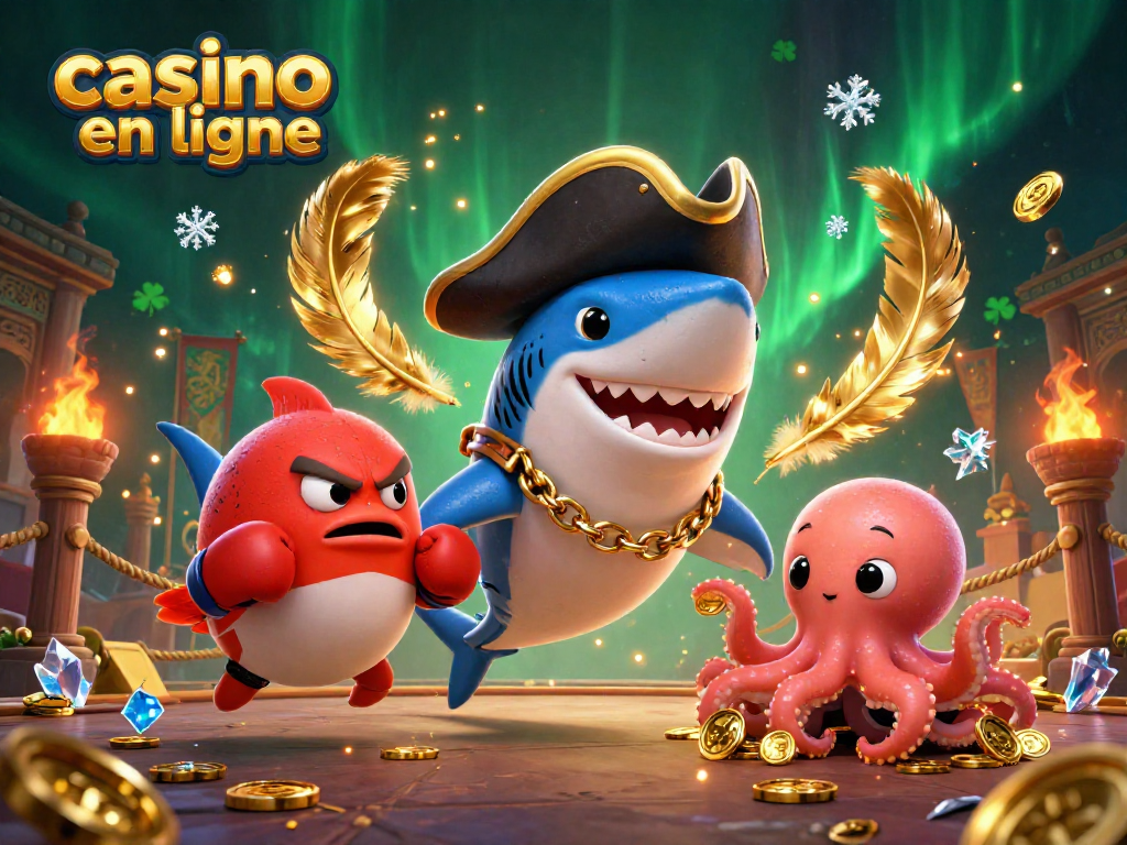 Jouez à des jeux captivants sur le casino en ligne avec un requin pirate et des pièces d'or!