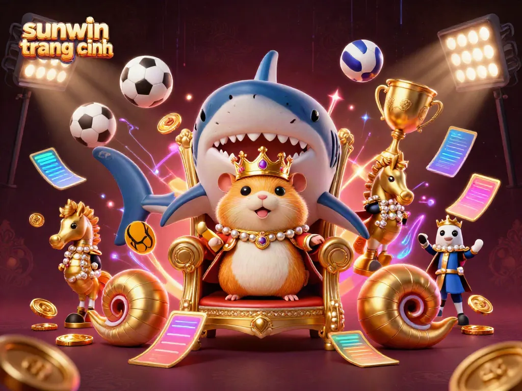 Experience the thrilling world of sunwin trang chính with a vibrant 3D scene showcasing a golden hamster king and dynamic gaming elements.