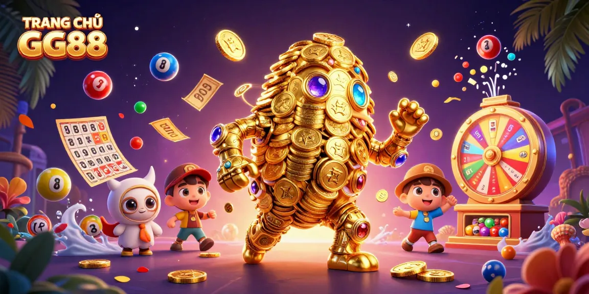 Engage with TRANG CHỦ GG88 through a vibrant, dynamic 3D casino scene featuring lottery and gaming elements