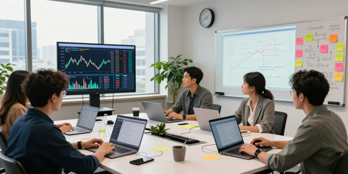 Real-time financial data API collaboration in a modern fintech workspace.