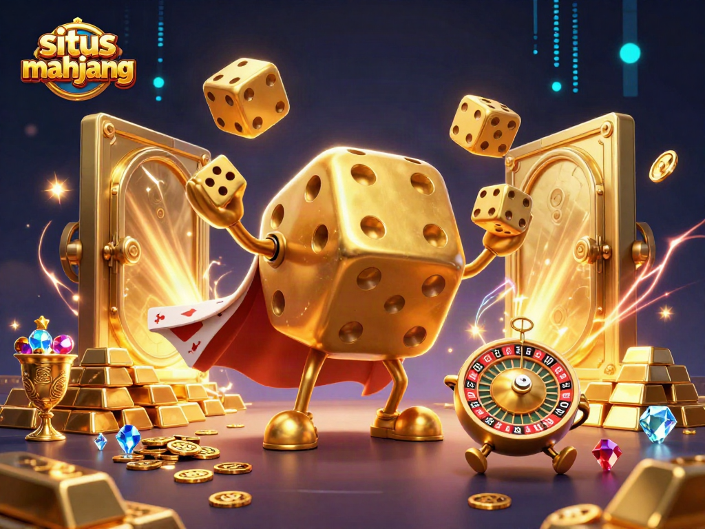 Engage in situs mahjong gameplay with vibrant characters, golden treasures, and dynamic casino elements.