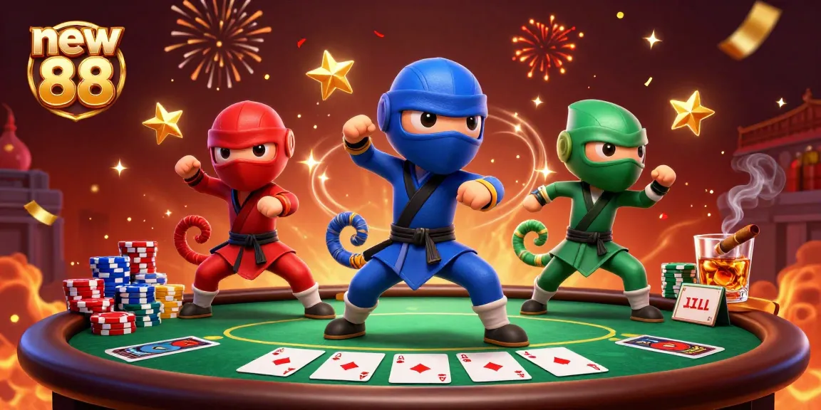 Experience thrilling gameplay at new 88 with ninja chameleons amidst poker excitement.