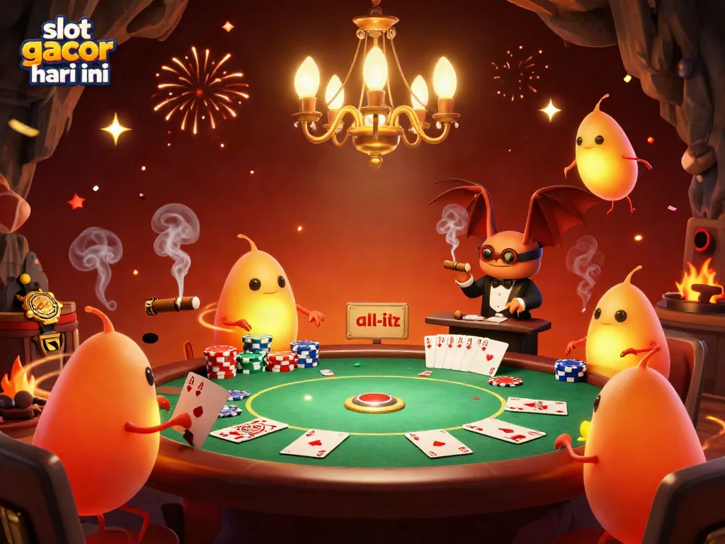 Experience thrilling action at slot gacor hari ini with glowworms lighting up a vibrant cave casino.