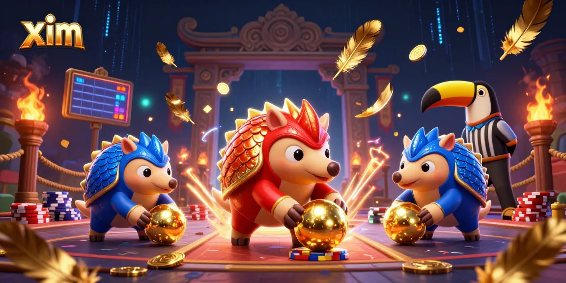 Experience the thrill of xim gaming where animated pangolins playfully roll through poker chips