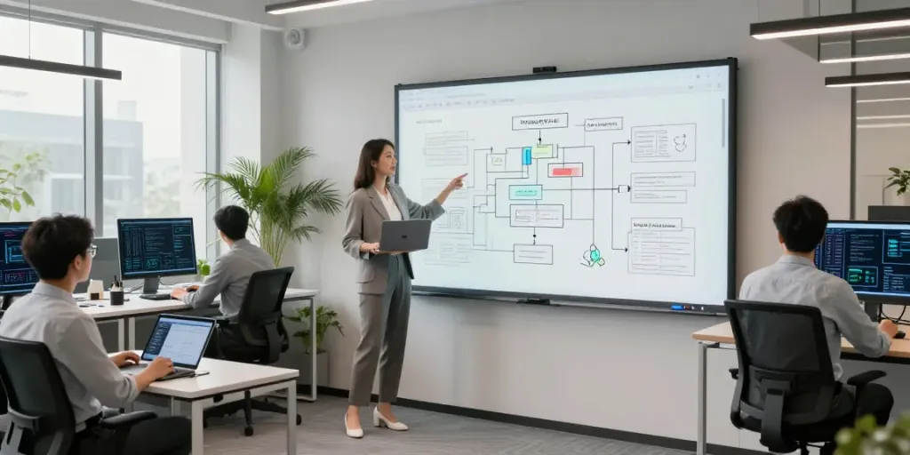 Team collaborating on Enterprise AI solutions in a modern office environment.