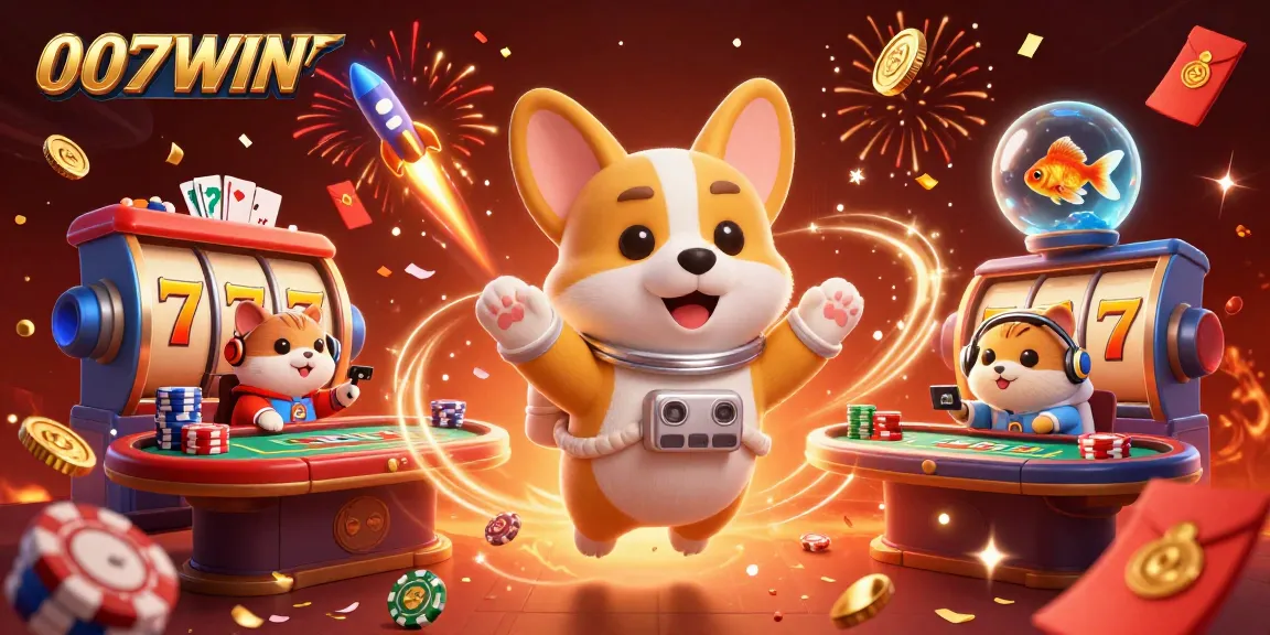 Experience thrilling gameplay at 007WIN with vibrant scenes of floating casino elements and excitement.