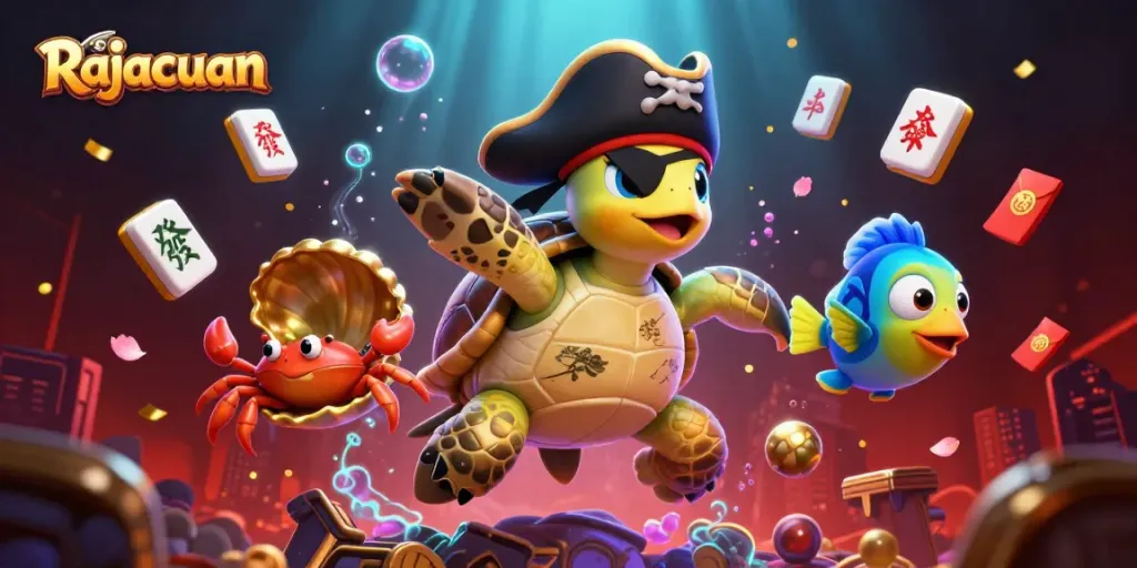 Rajacuan brings exciting gambling adventures with a pirate turtle among mahjong tiles and treasures