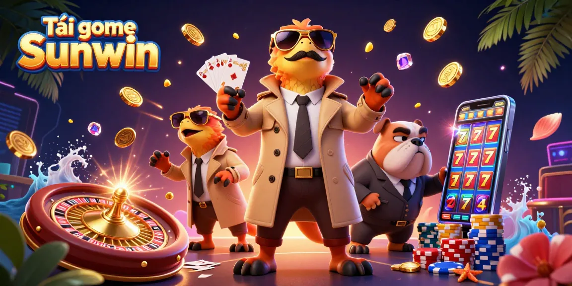 Tải game Sunwin and enjoy vibrant casino action with cartoon raptors and gaming elements.