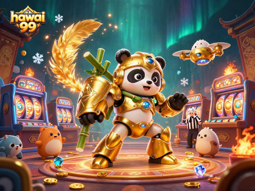 Experience the excitement of hawai 99 in a vibrant casino setting with animated characters.
