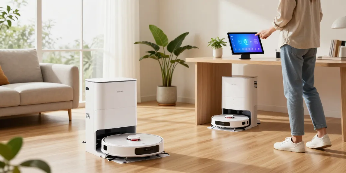 Roborock 2026 showcased in a stylish smart home setting, highlighting advanced robotic cleaning technology and user interaction.