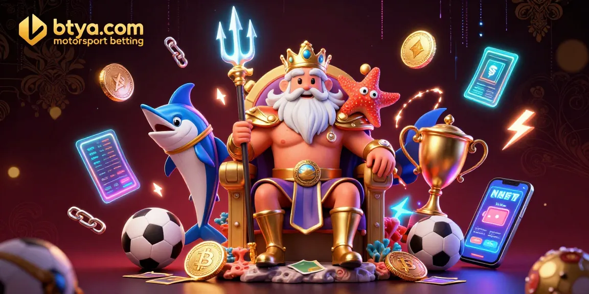 Engage in betya.com motorsport betting with a vibrant 3D illustration featuring Neptune and sports elements.