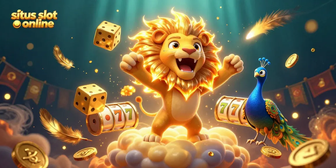 Memainkan situs slot online dengan simbol jackpot dan dadu emas dalam ilustrasi menakjubkan.