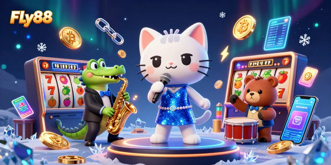 Experience thrilling wins with FLY88's dynamic casino illustration showcasing vibrant characters and games!