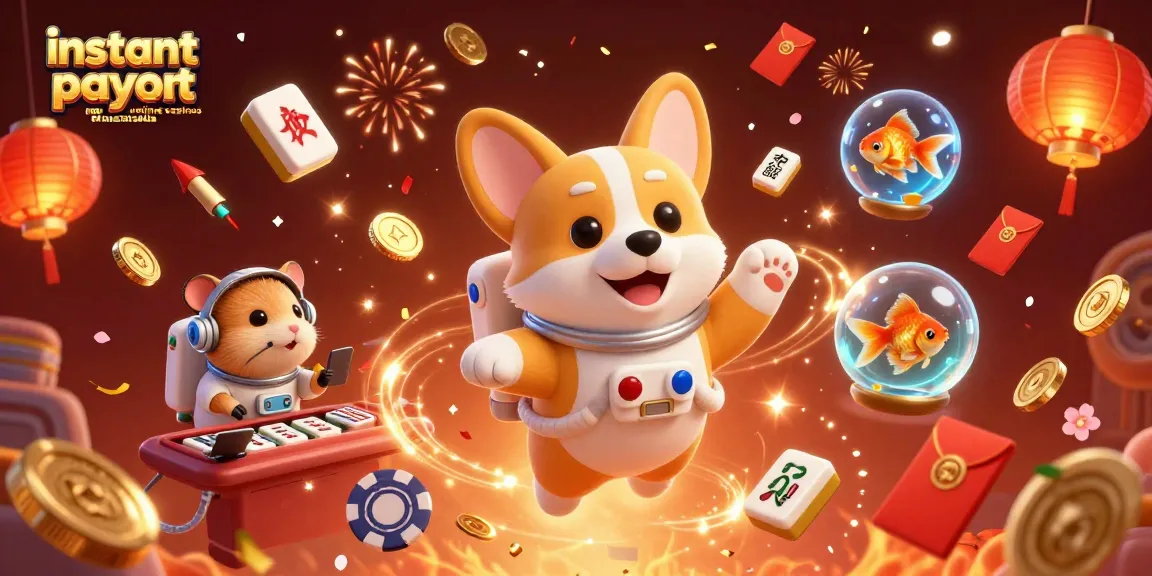 Experience thrill at instant payout online casinos Australia with a fun scene of a floating corgi in space.