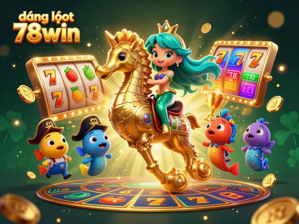 Join the fun with đăng nhập 78win as our mermaid princess enjoys thrilling slot games.