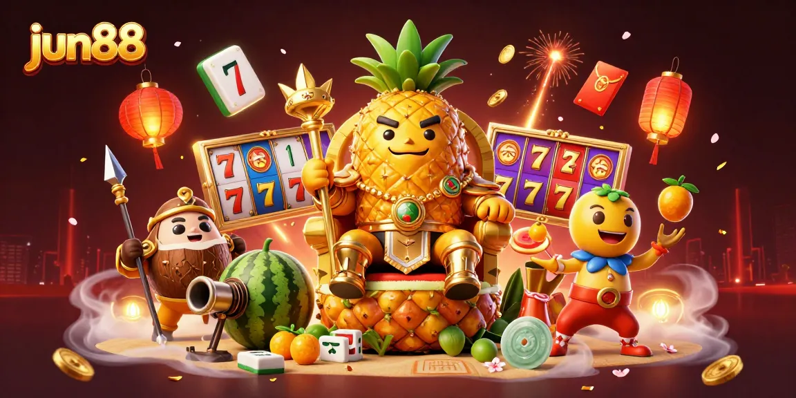 Experience thrilling gameplay at jun88 with dynamic slot games, vibrant decorations, and 3D characters.