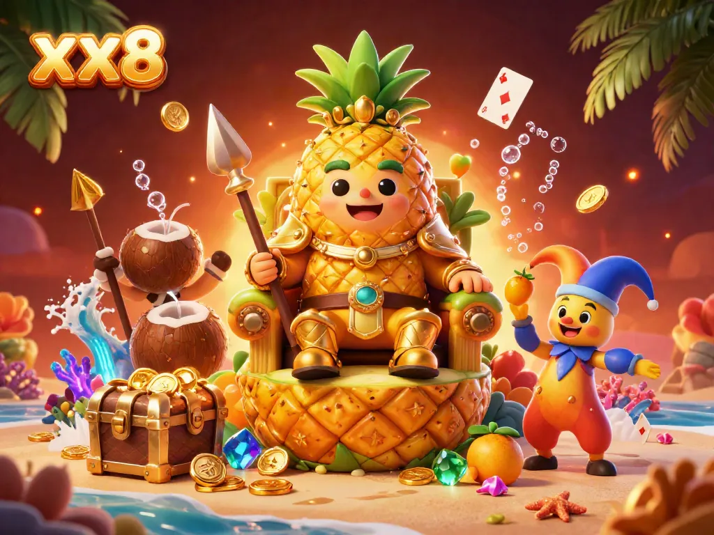 Experience exciting gaming at xx8 with vibrant 3D illustration featuring joyful characters celebrating in a casino.