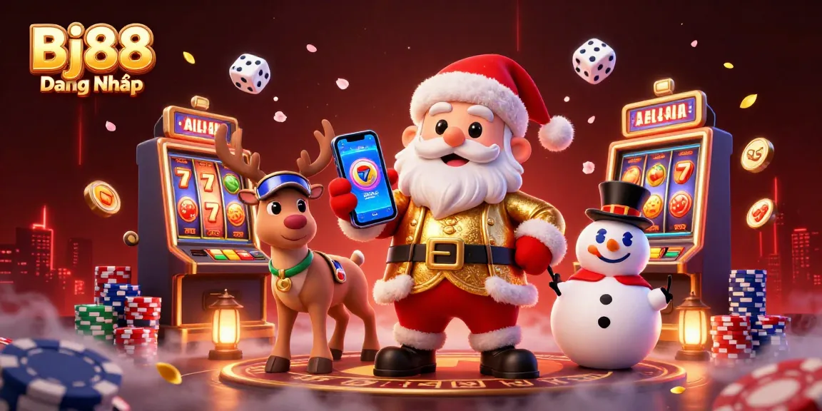 Enjoy exciting spins and wins with Bj88 Đăng Nhập in this vibrant casino illustration.