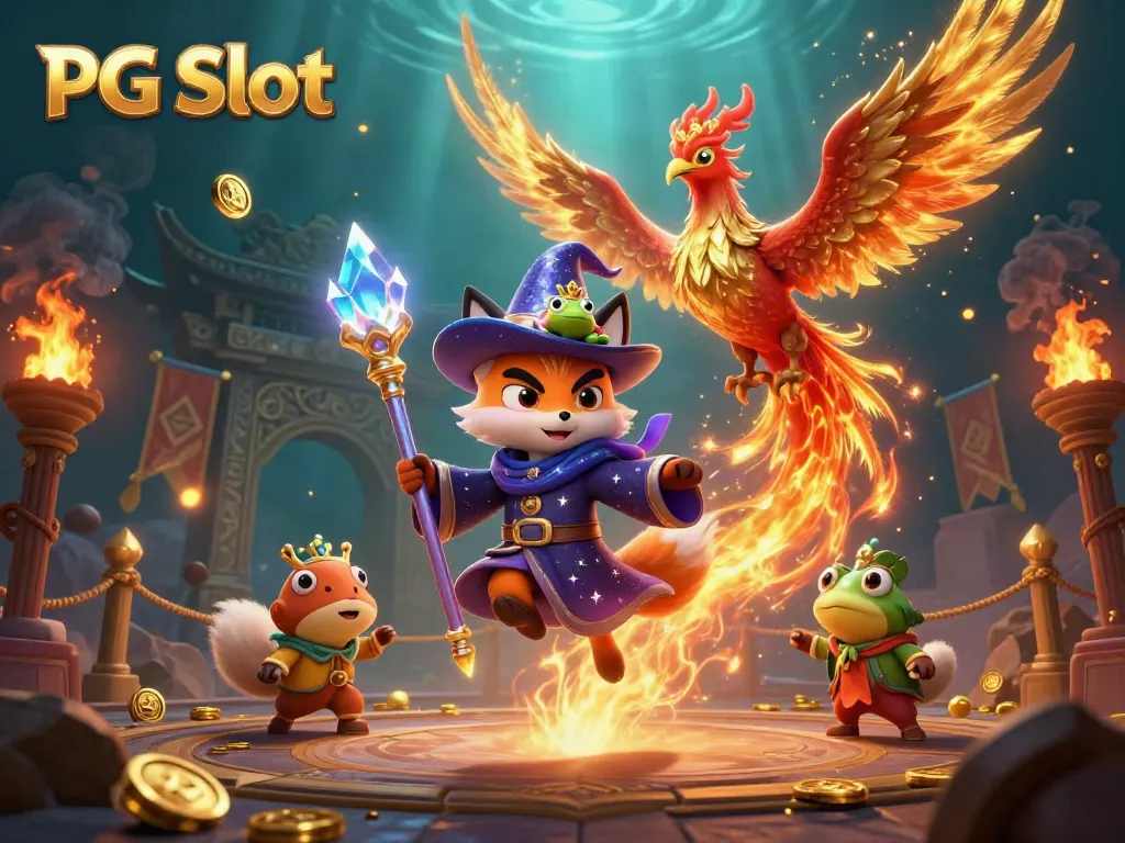 Experience engaging PG Slot gameplay with vivid characters and a dynamic casino setting.